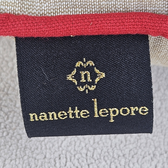 Nanette Lepore Beige Red Tis The Season Holiday Christmas Decorative Pillow 17" - Picture 7 of 12